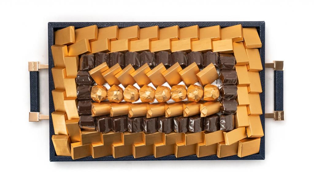 Leatherd Tray Dark Blue Small Mix Chocolate