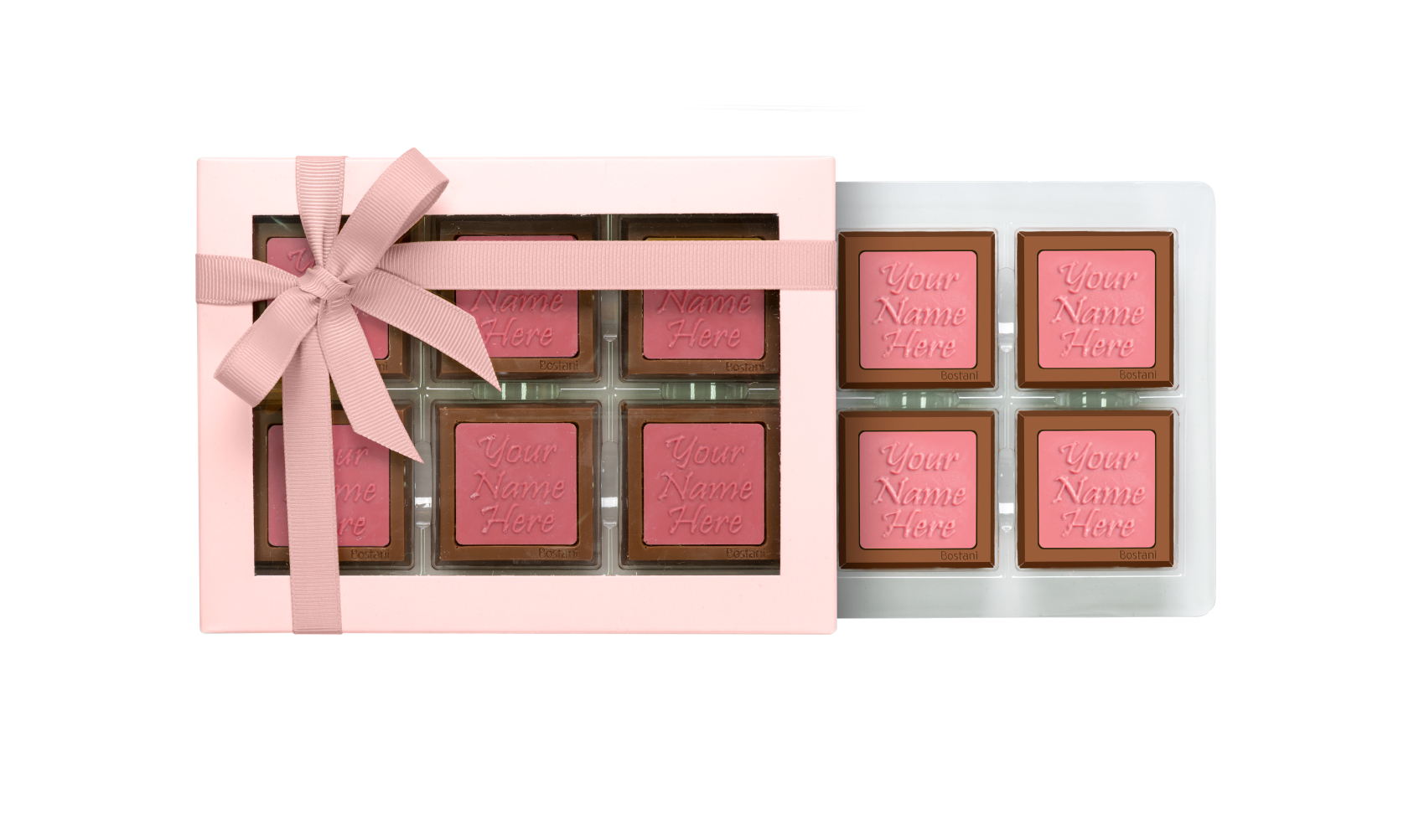 Transparent Box 6 PCS Chocolate Pink