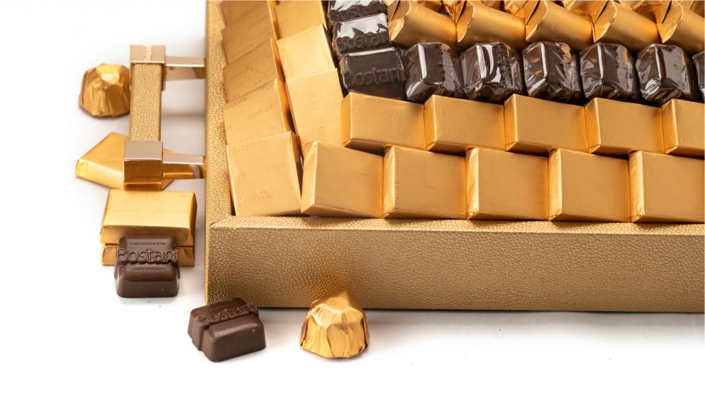 Leatherd Tray Gold Small Mix Chocolate