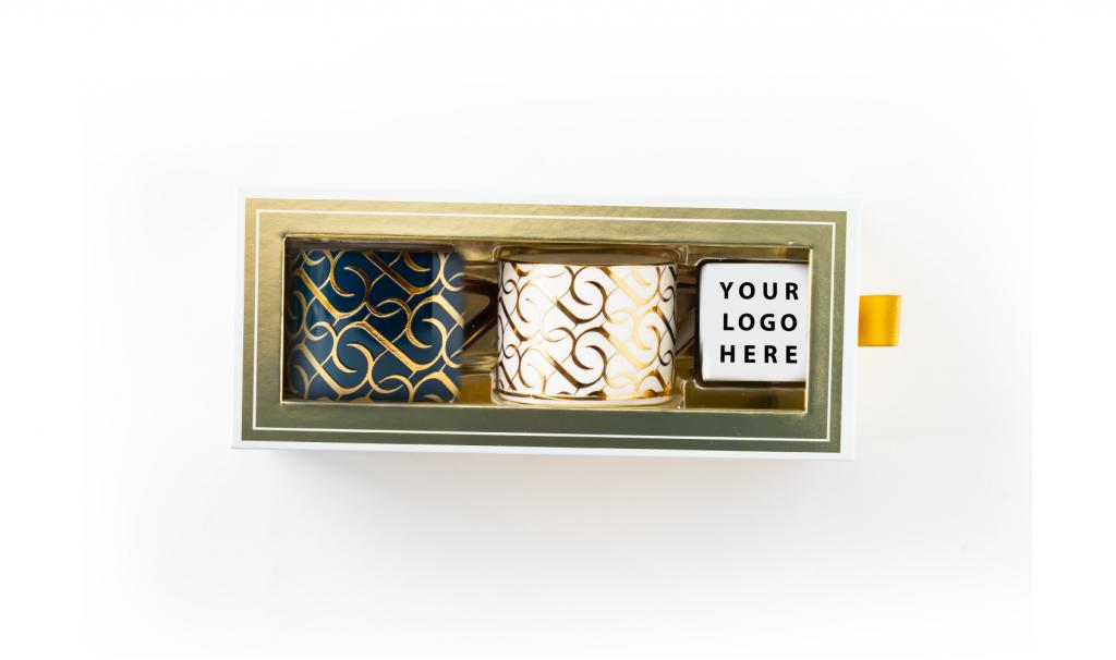 Dark Blue Espresso Mug In A Gold Box