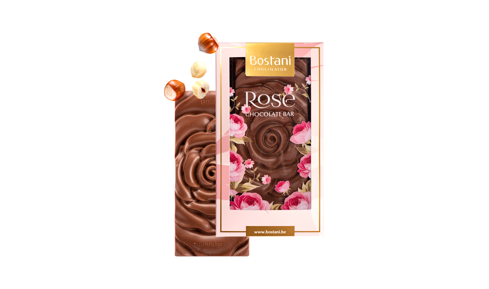 Rose Bar Milk Chocolate Hazelnuts Small 40g