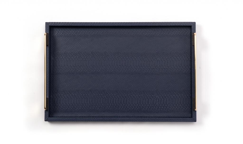 Congratulations Leathered Dark Blue Tray Medium