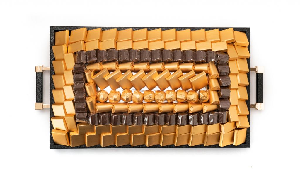 Leatherd Tray Black Medium Mix Chocolate