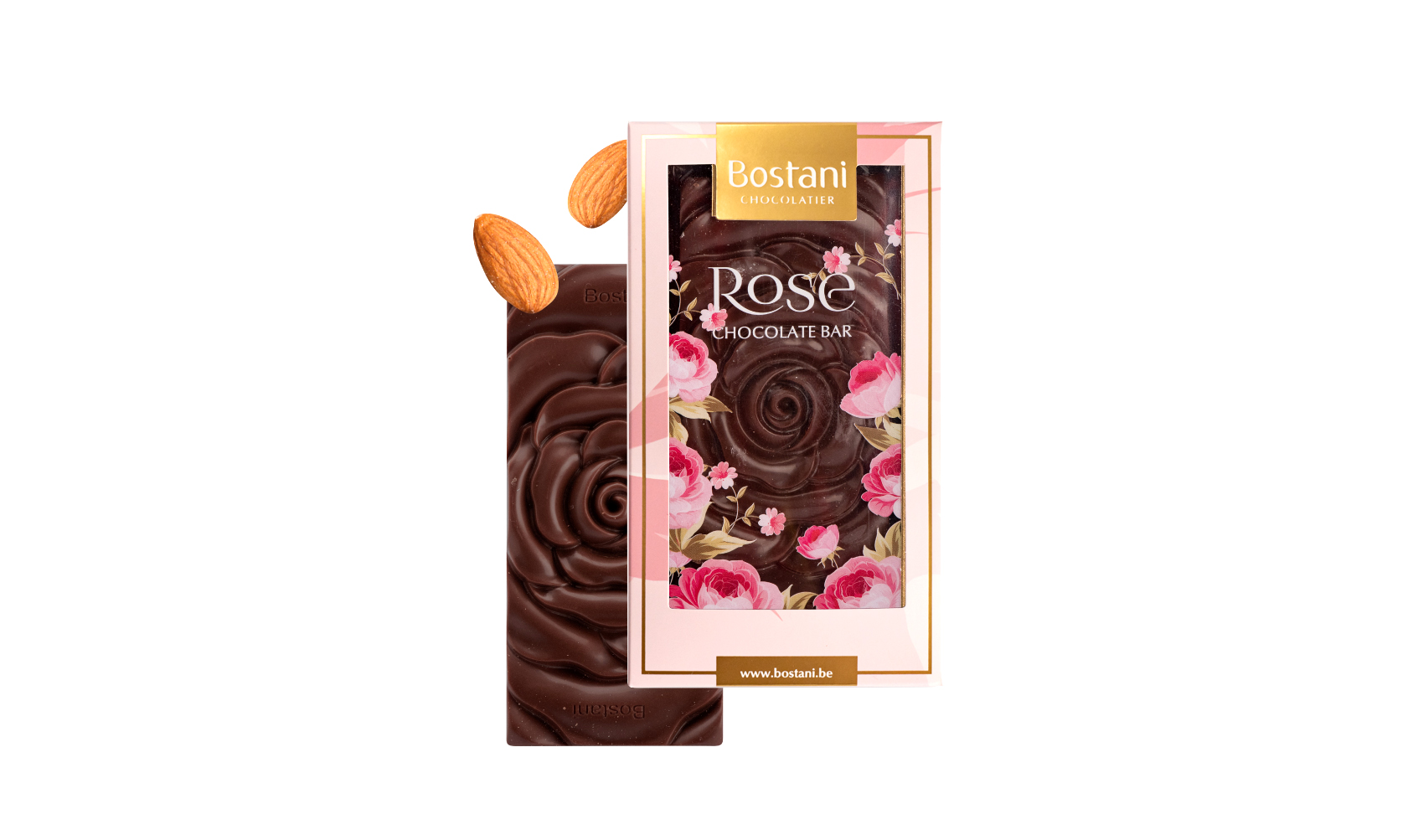 Rose Bar Dark Chocolate Almond Small 40g