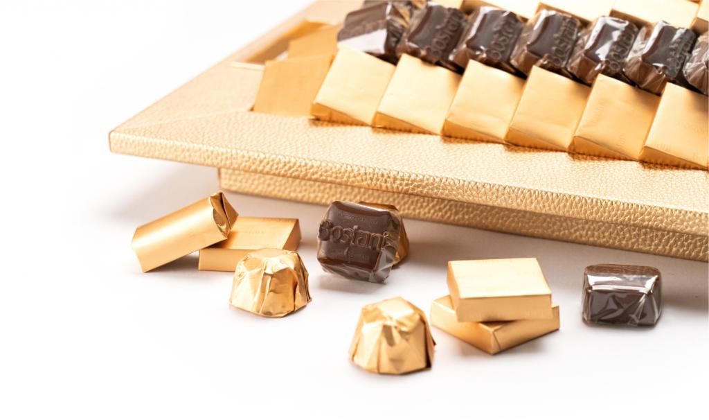 Leatherd Tray Gold Small Mix Chocolate
