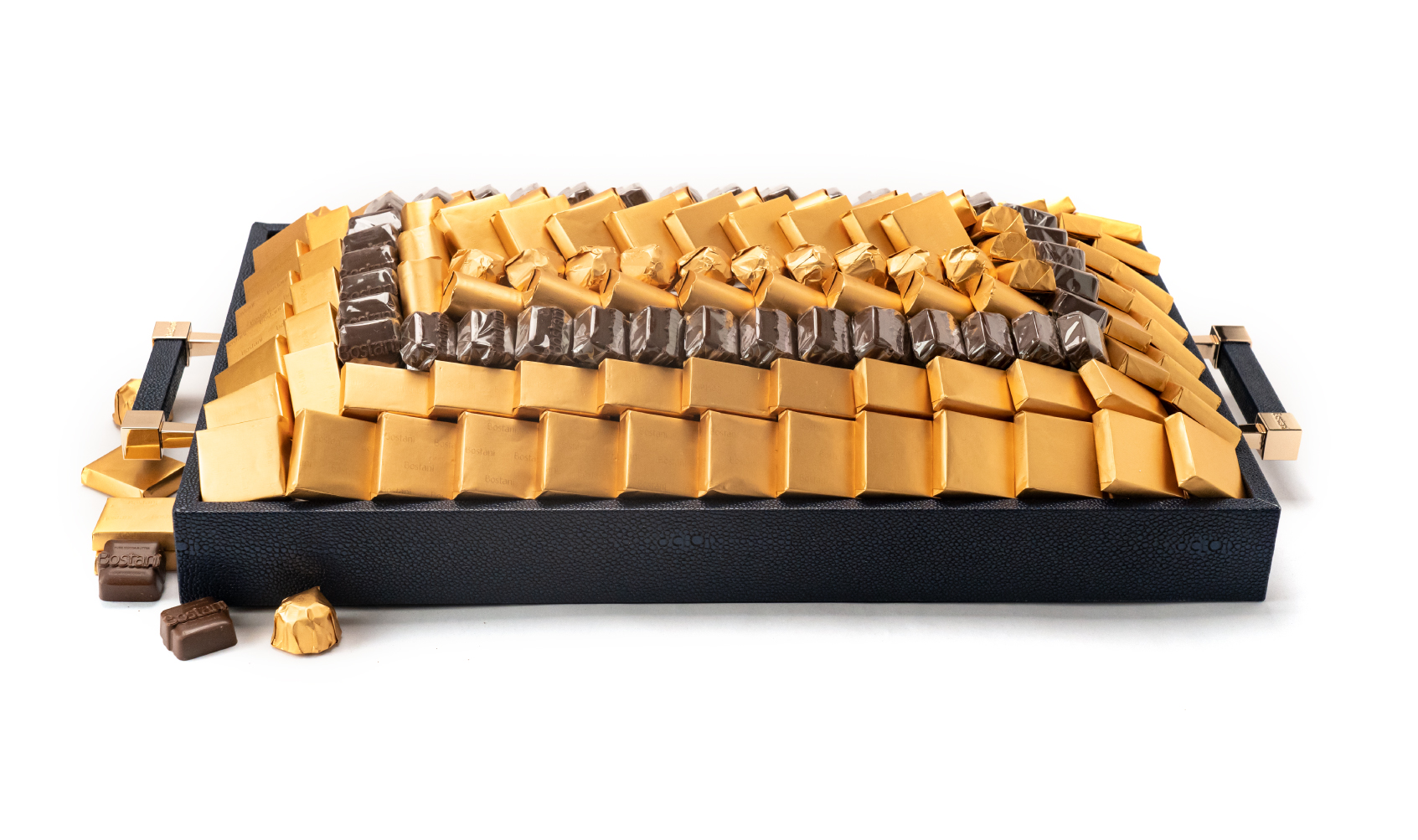 Leatherd Tray Dark Blue Medium Mix Chocolate
