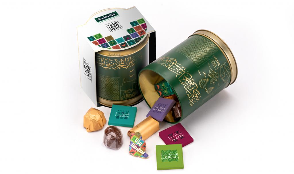 علبة اليوم الوطني المعدنية مع موسيقى