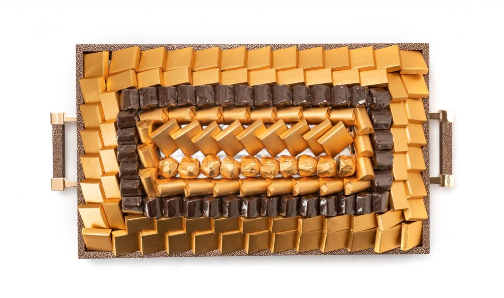 Leatherd Tray Brown Medium Mix Chocolate
