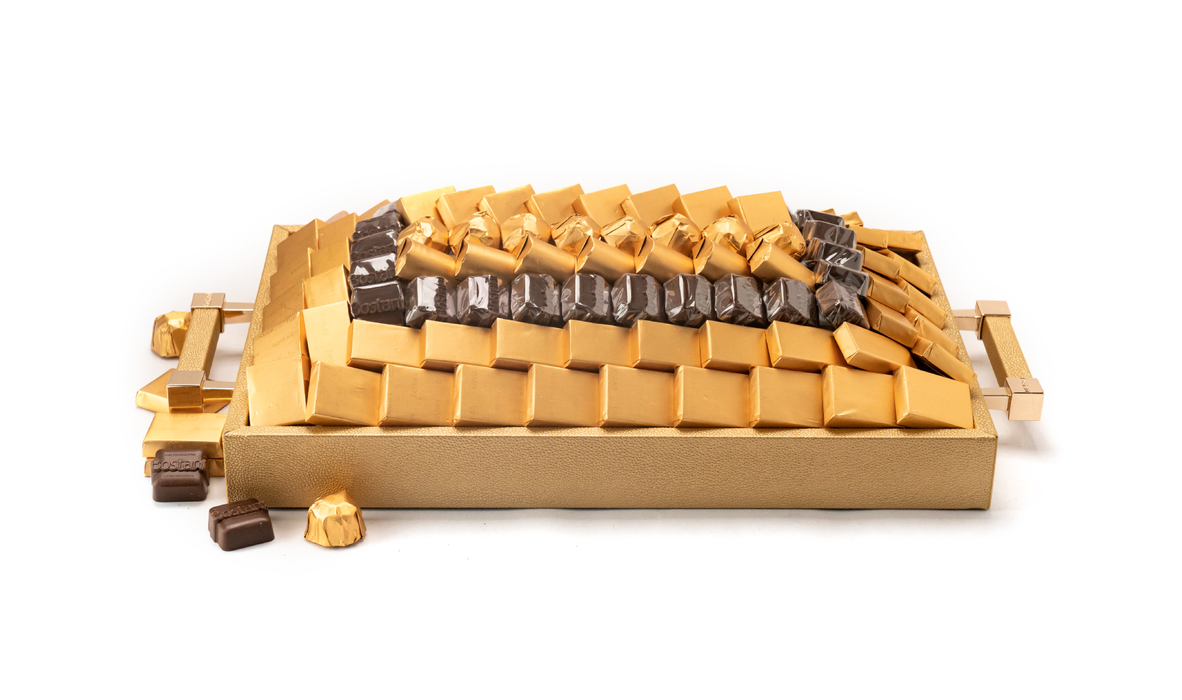 Leatherd Tray Gold Small Mix Chocolate