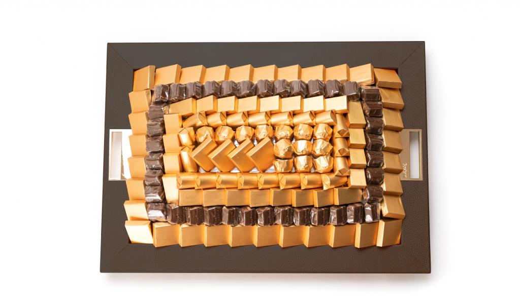 Leatherd Tray Brown Medium Mix Chocolate
