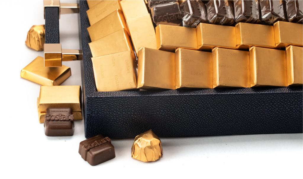 Leatherd Tray Dark Blue Medium Mix Chocolate