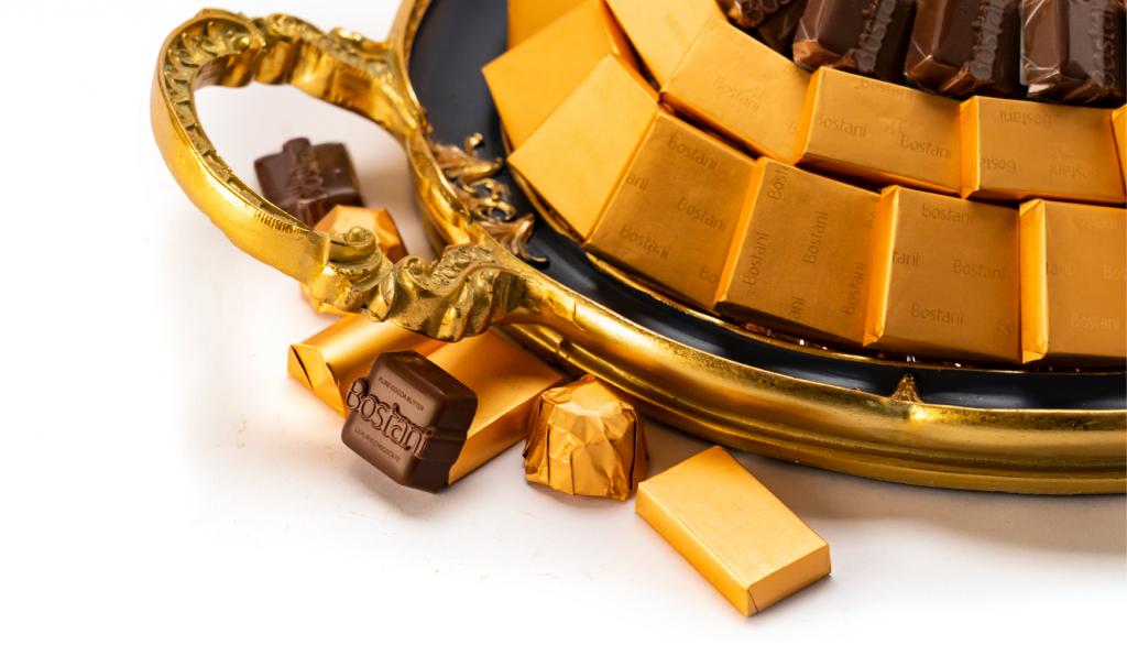 Mix Chocolate Medium Dark Blue Metal Tray